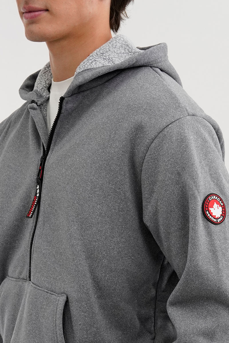 Fleece Half Zip Hoodie - Grey