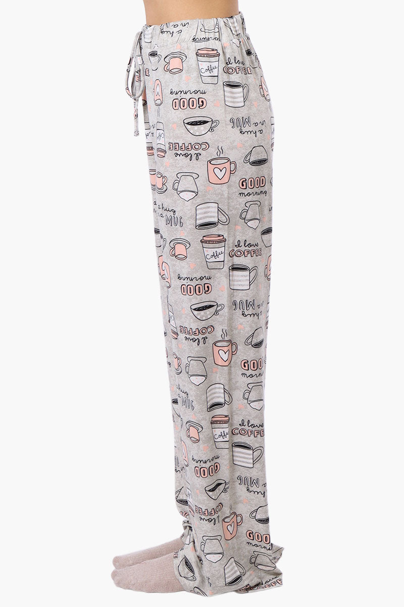 Canada Weather Gear Coffee Pattern Wide Leg Pajama Pants - Grey - Womens Pajamas - Canada Weather Gear