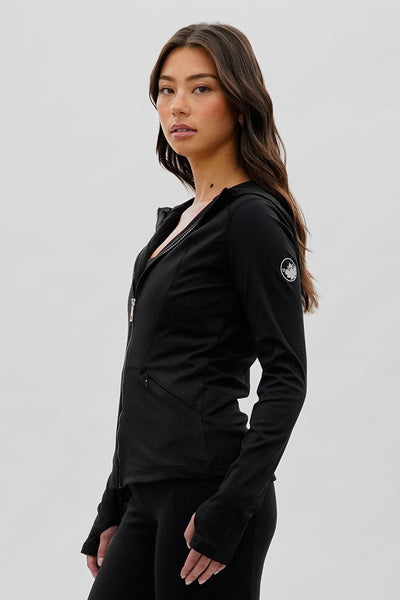 Canada Weather Gear Hooded Yoga Lightweight Jacket - Black - Womens Lightweight Jackets - Canada Weather Gear