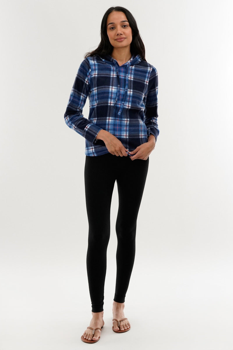 Canada Weather Gear Plaid Hooded Pajama Top - Navy - Womens Pajamas - Canada Weather Gear