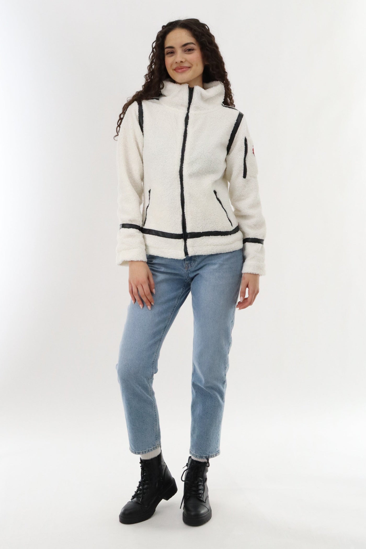 Canada Weather Gear Sherpa Contrast Lightweight Jacket - White - Womens Lightweight Jackets - Canada Weather Gear