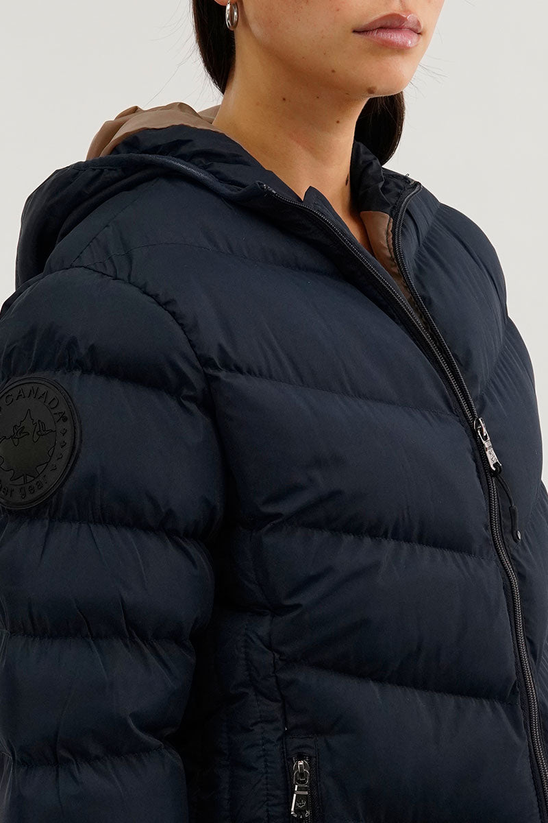 Canada Weather Gear Chevron Quilted Bomber Jacket - Navy - Womens Bomber Jackets - Canada Weather Gear