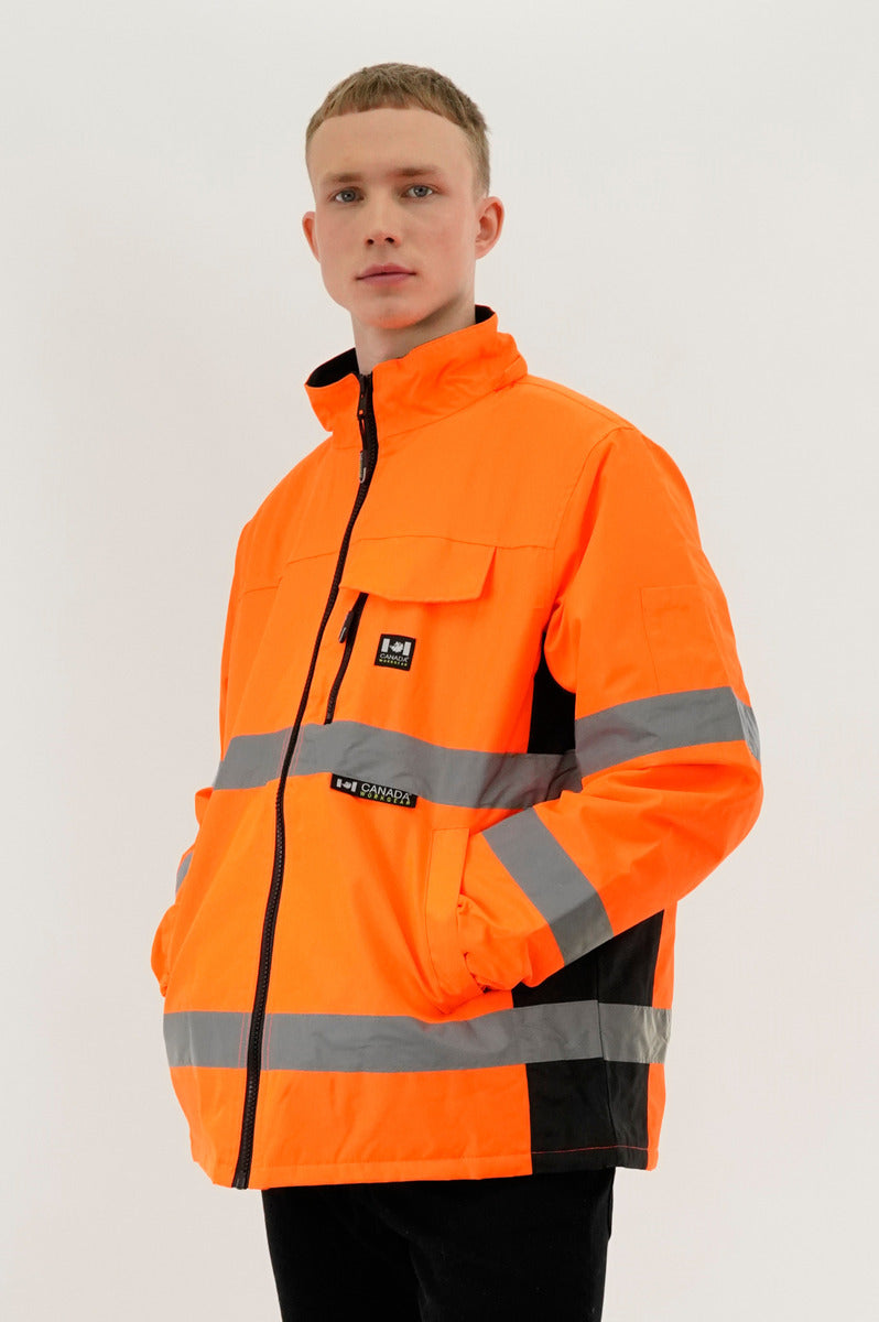 Hi-Vis Reflective Parka Jacket - Orange