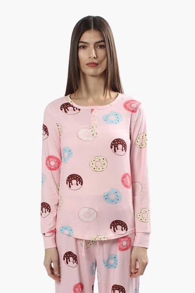 Canada Weather Gear Doughnut Print Pajama Top - Pink - Womens Pajamas - Canada Weather Gear