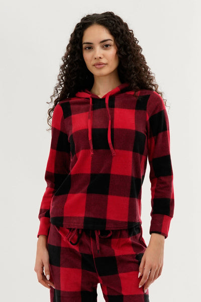 Canada Weather Gear Plaid Hooded Pajama Top - Red - Womens Pajamas - Canada Weather Gear