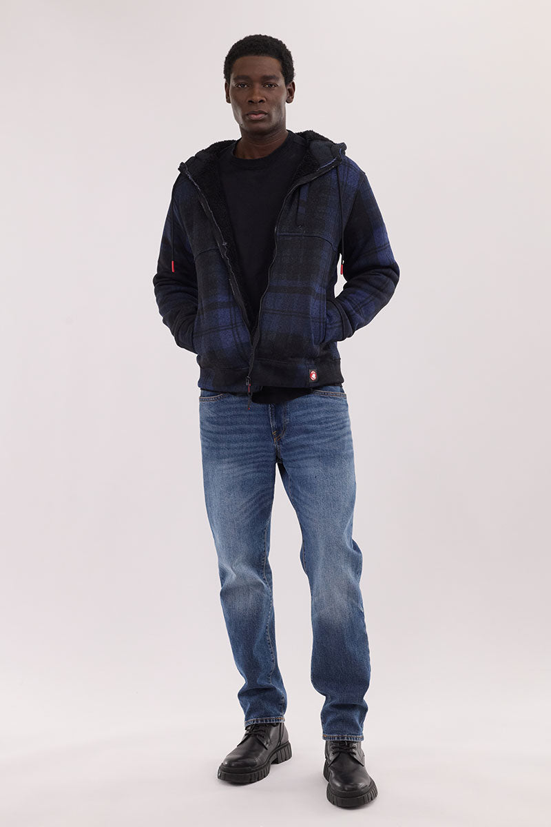 Canada Weather Gear Hooded Sherpa Lined Lightweight Jacket - Navy