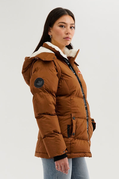 Canada Weather Gear Zip Off Sleeve Parka Jacket - Brown - Womens Parka Jackets - Canada Weather Gear