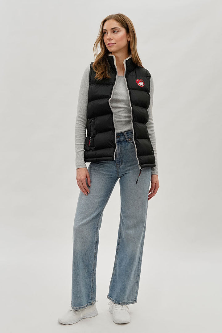 Fleece Lined Collar Puffer Vest - Black
