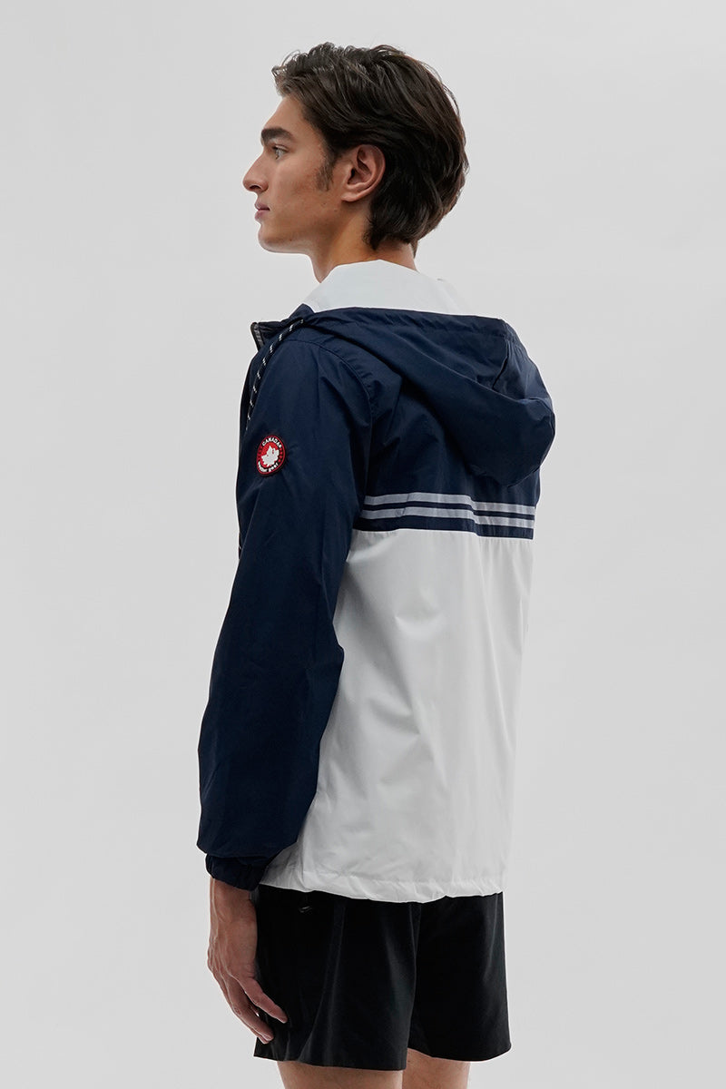 Canada Weather Gear Hooded Colour Block Lightweight Jacket - Navy - Mens Lightweight Jackets - Canada Weather Gear