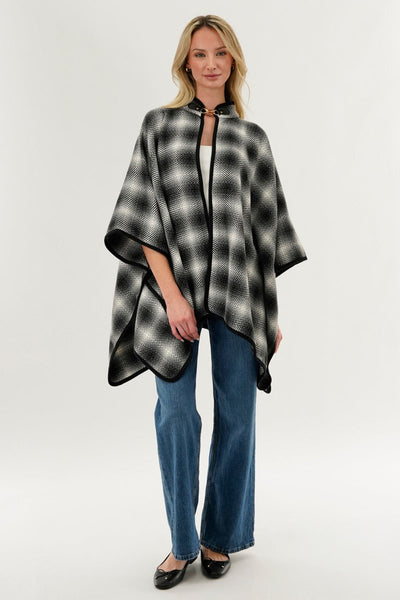 Canada Weather Gear Plaid Poncho - Grey - Womens Ponchos - Canada Weather Gear