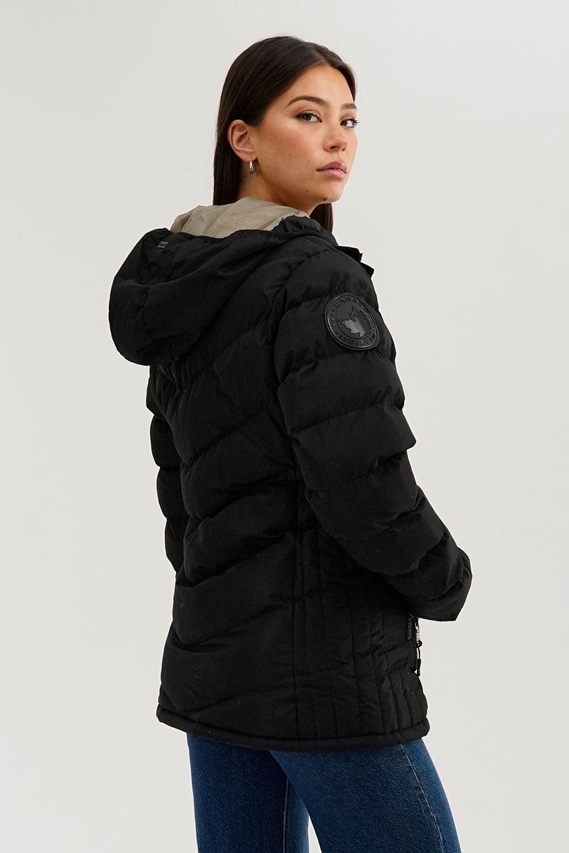 Canada Weather Gear Chevron Quilted Bomber Jacket - Black - Womens Bomber Jackets - Canada Weather Gear