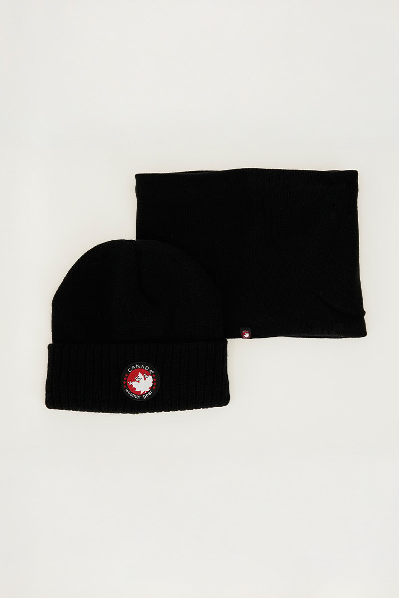 Canada Weather Gear Two Piece Set Gaiter and Hat - Black - Mens Hats - Canada Weather Gear