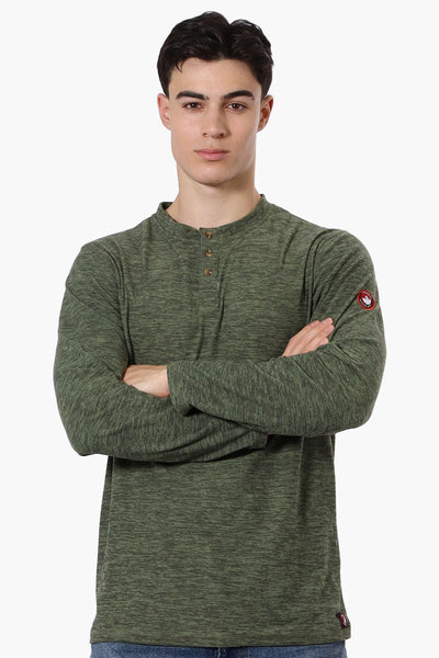 Canada Weather Gear Basic Henley Long Sleeve Top - Olive - Mens Long Sleeve Tops - Canada Weather Gear