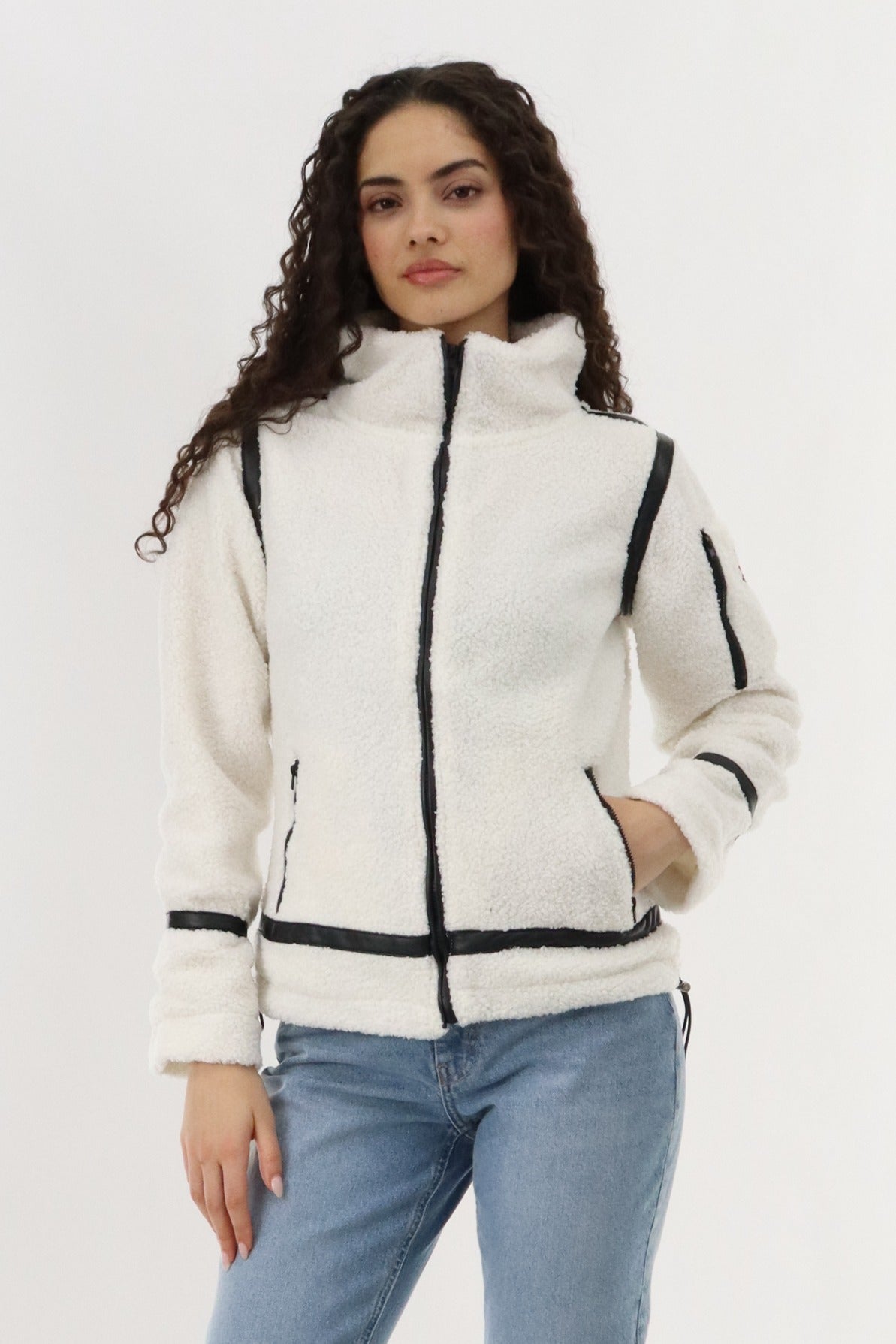 Canada Weather Gear Sherpa Contrast Lightweight Jacket - White - Womens Lightweight Jackets - Canada Weather Gear