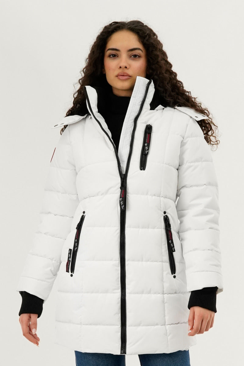 Canada Weather Gear Square Quilted Parka Jacket - White - Womens Parka Jackets - Canada Weather Gear