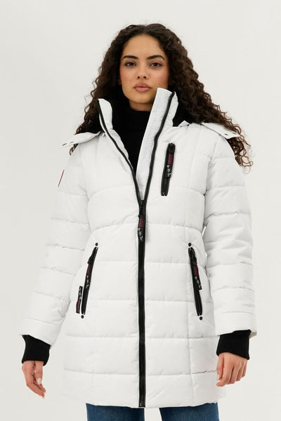 Canada Weather Gear Square Quilted Parka Jacket - White - Womens Parka Jackets - Canada Weather Gear
