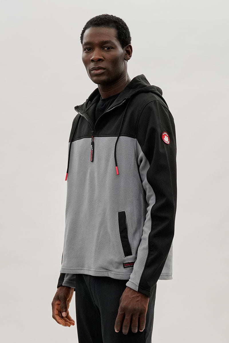 Canada Weather Gear Colour Block Half Zip Hoodie - Grey - Mens Hoodies & Sweatshirts - Canada Weather Gear