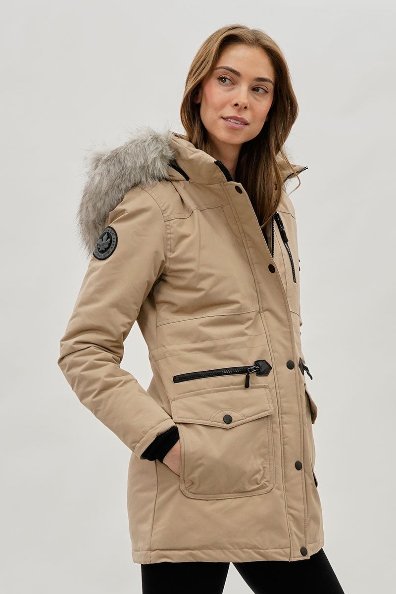 Canada Weather Gear Faux Fur Lined Parka Jacket - Beige