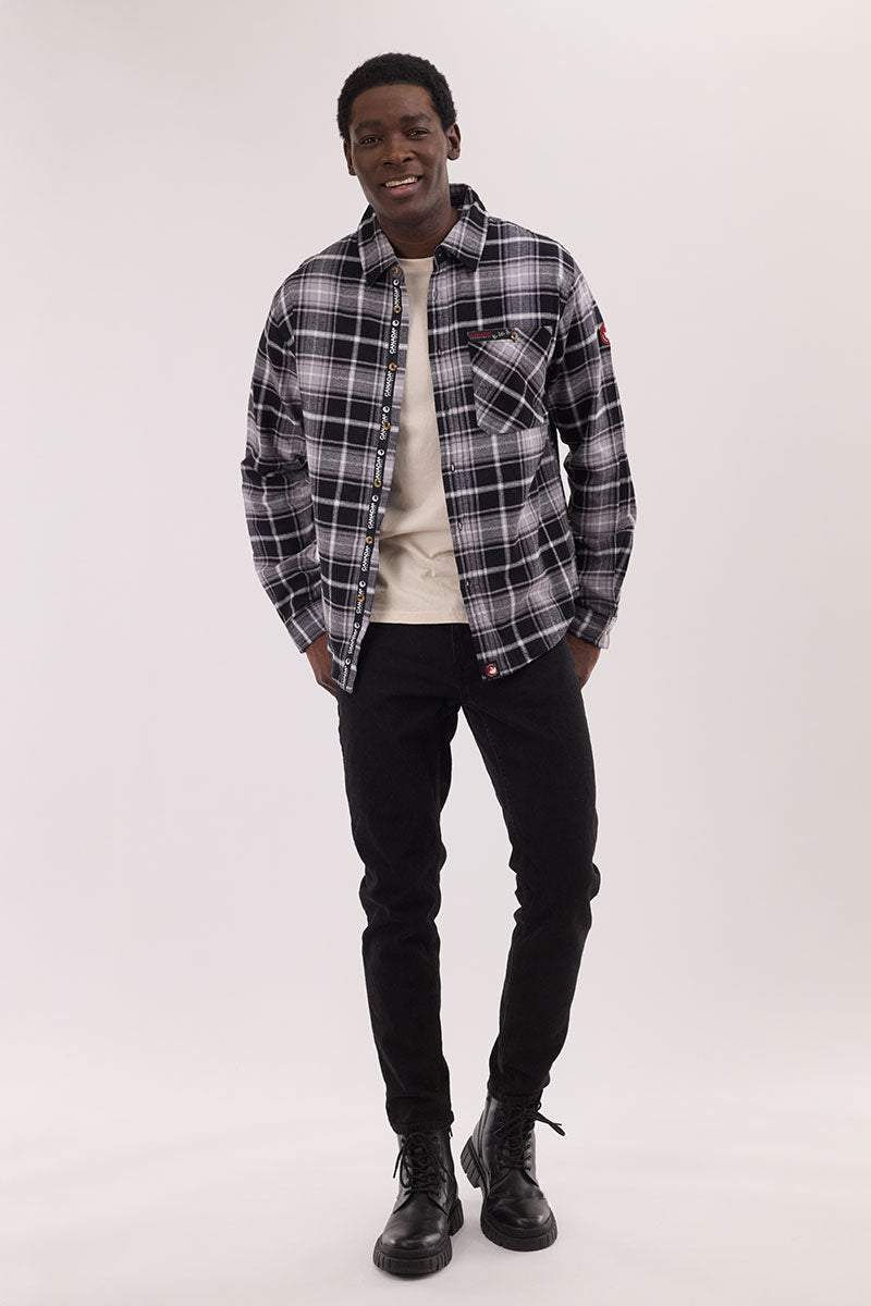 Canada Weather Gear Flannel Button Up Casual Shirt - Grey