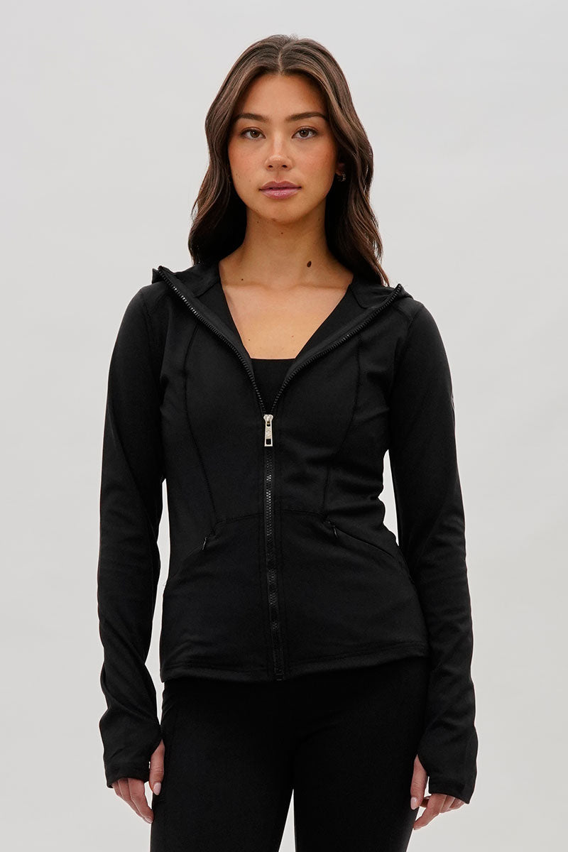 Canada Weather Gear Hooded Yoga Lightweight Jacket - Black - Womens Lightweight Jackets - Canada Weather Gear