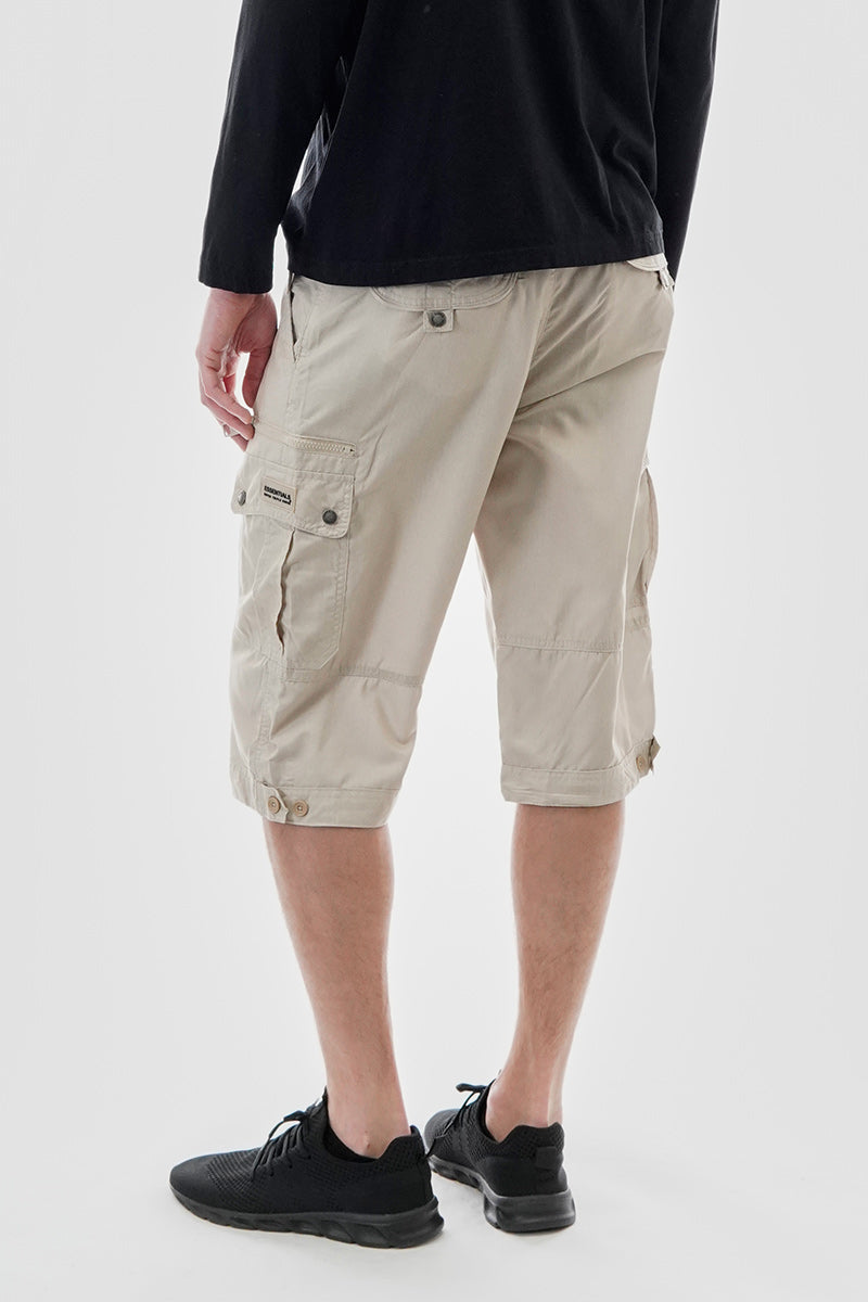 Essentials Super Triple Goose Belted Striped Cargo Shorts - Cream - Mens Shorts & Capris - Canada Weather Gear