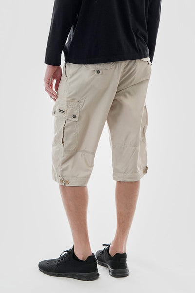 Essentials Super Triple Goose Belted Striped Cargo Shorts - Cream - Mens Shorts & Capris - Canada Weather Gear