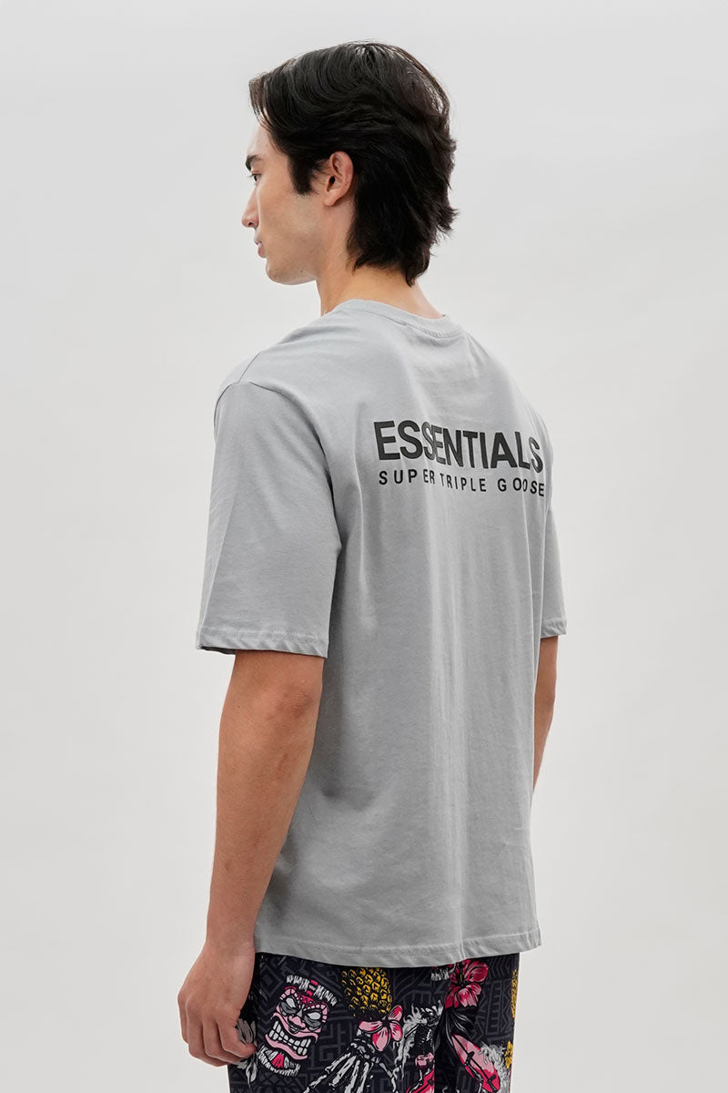 Essentials Super Triple Goose Logo Print Tee - Grey - Mens Tees & Tank Tops - Canada Weather Gear