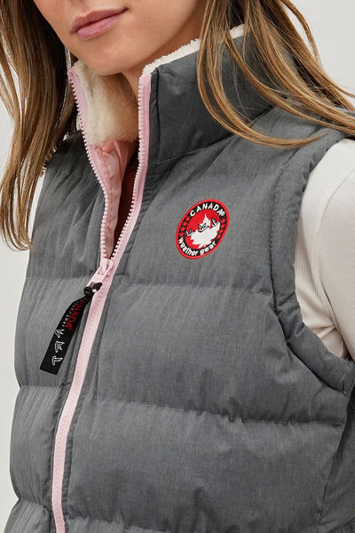 Canada Weather Gear Fleece Lined Collar Puffer Vest - Grey