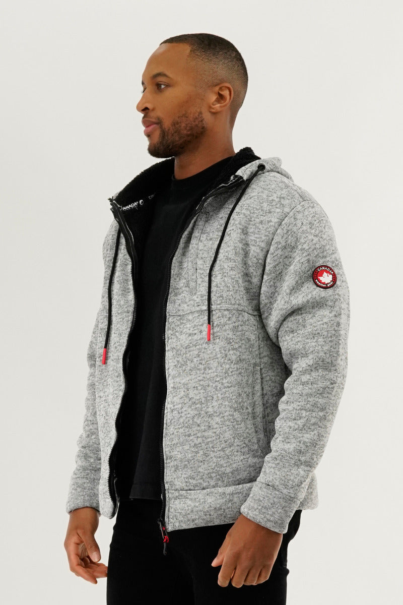 Canada Weather Gear Sherpa Lined Lightweight Jacket - Grey - Mens Lightweight Jackets - Canada Weather Gear
