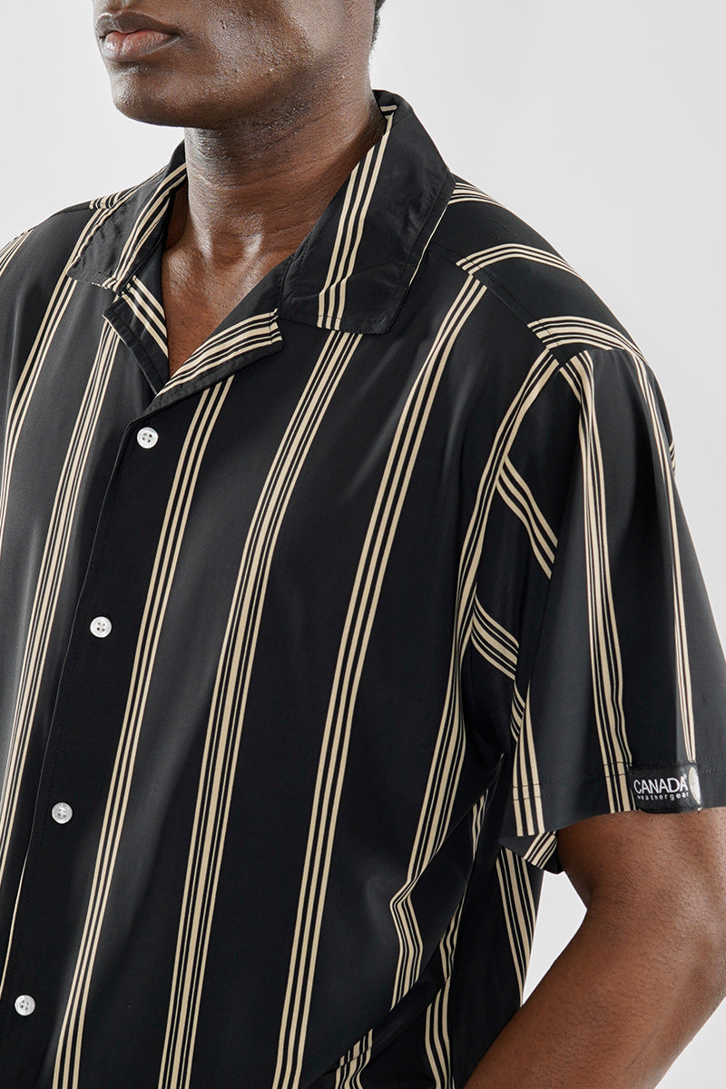 Canada Weather Gear Travel Collection Striped Button Up Casual Shirt - Black - Mens Casual Shirts - Canada Weather Gear