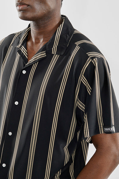Canada Weather Gear Travel Collection Striped Button Up Casual Shirt - Black - Mens Casual Shirts - Canada Weather Gear