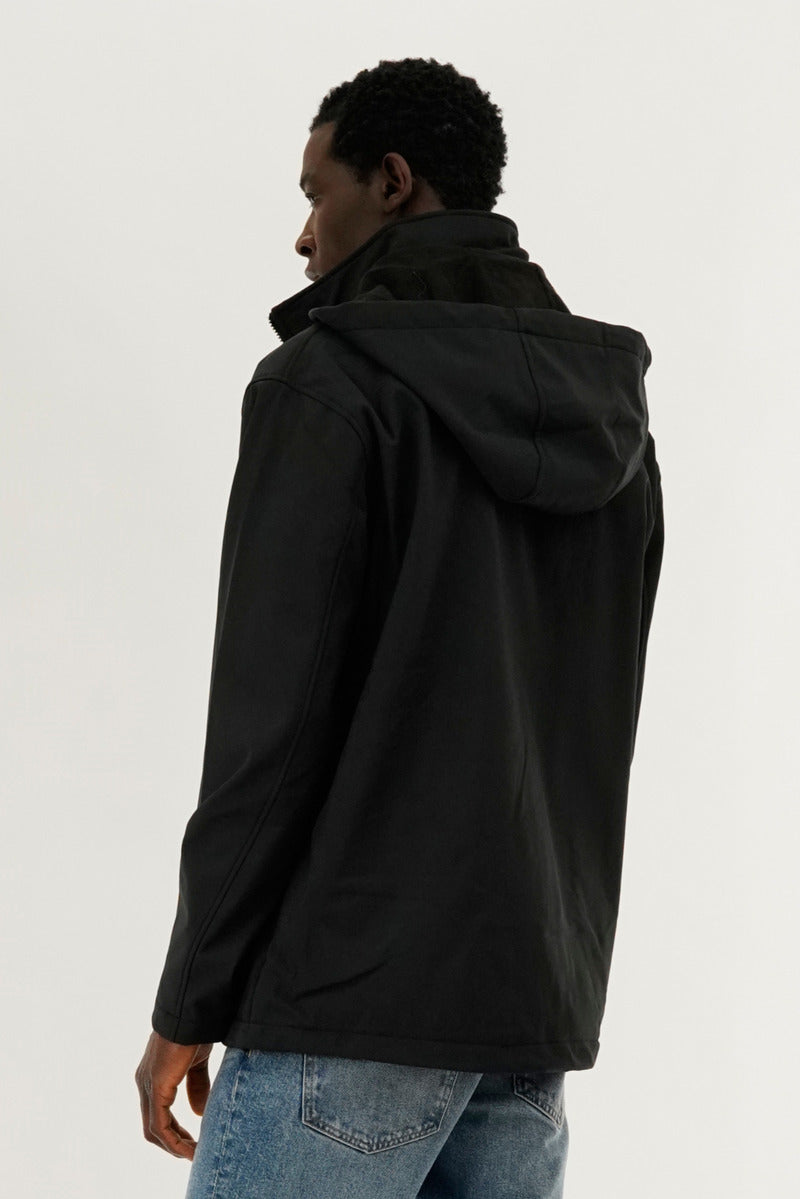 Canada Weather Gear Soft Shell Hooded Lightweight Jacket - Black - Mens Lightweight Jackets - Canada Weather Gear