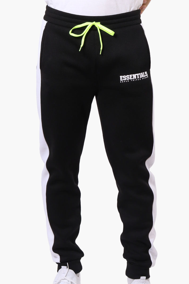 Essentials Super Triple Goose Side Stripe Tie Waist Joggers - Black - Mens Joggers & Sweatpants - Canada Weather Gear