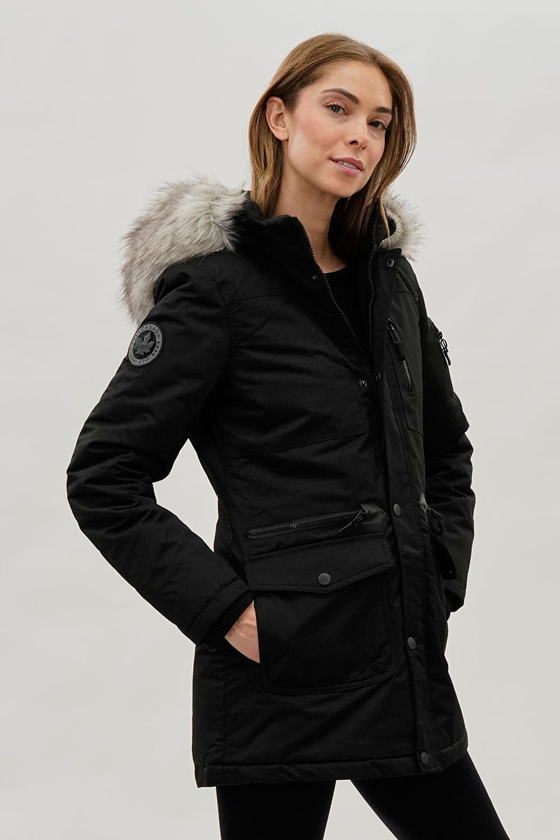 Canada Weather Gear Faux Fur Lined Parka Jacket - Black