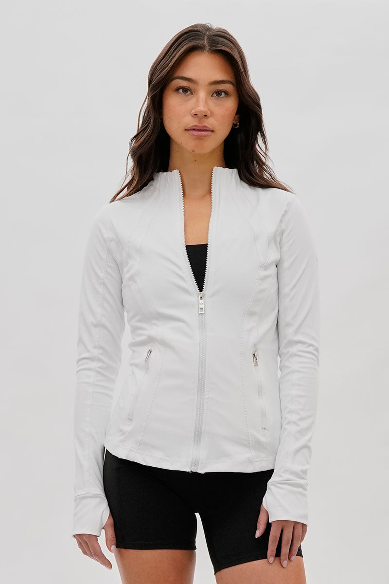 Canada Weather Gear Fitted Yoga Lightweight Jacket - White - Womens Lightweight Jackets - Canada Weather Gear