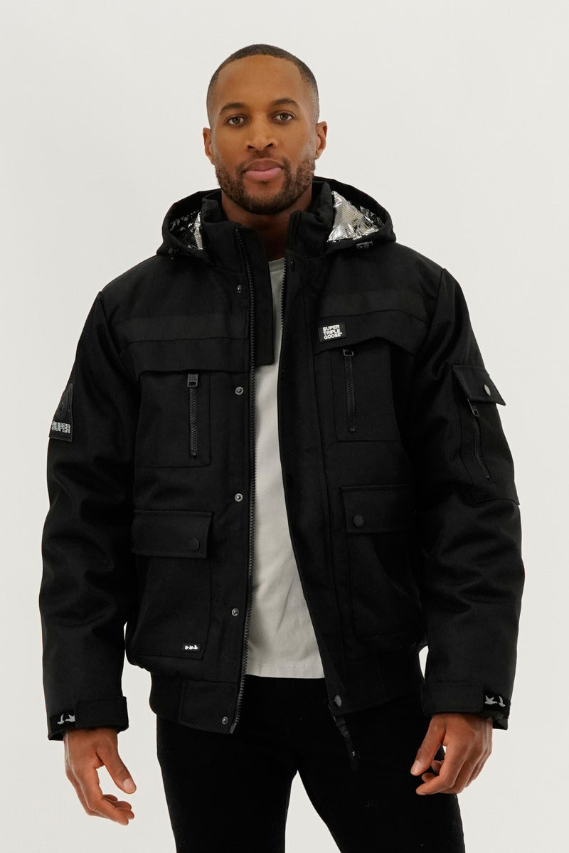Super Triple Goose Thermal-Foil Lining Bomber Jacket - Black - Mens Bomber Jackets - Canada Weather Gear