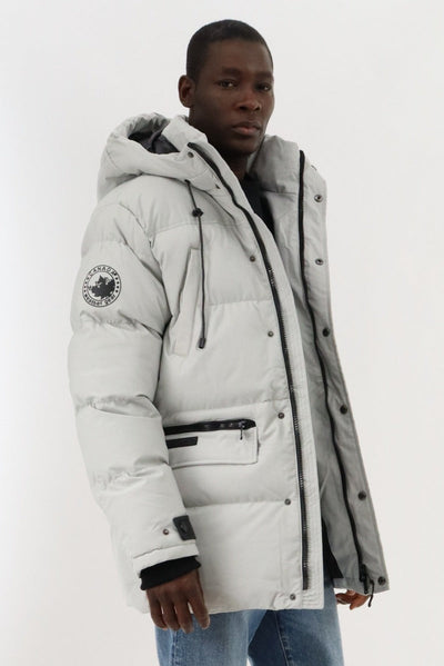 Canada Weather Gear Hip Length Parka Jacket - Stone - Mens Parka Jackets - Canada Weather Gear