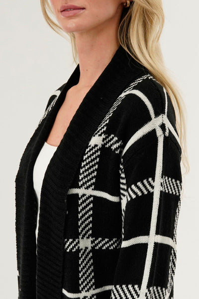 Canada Weather Gear Plaid Fold Over Wrap Cardigan - Black - Womens Cardigans - Canada Weather Gear