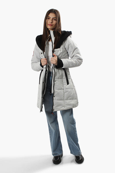 Canada Weather Gear Solid Ribbed Hood Parka Jacket - Grey - Womens Parka Jackets - Canada Weather Gear
