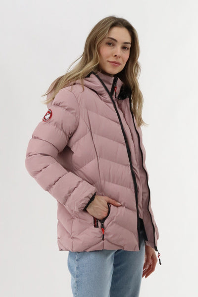 Canada Weather Gear Quilted Puffer Double Zip Bomber Jacket - Blush - Womens Bomber Jackets - Canada Weather Gear