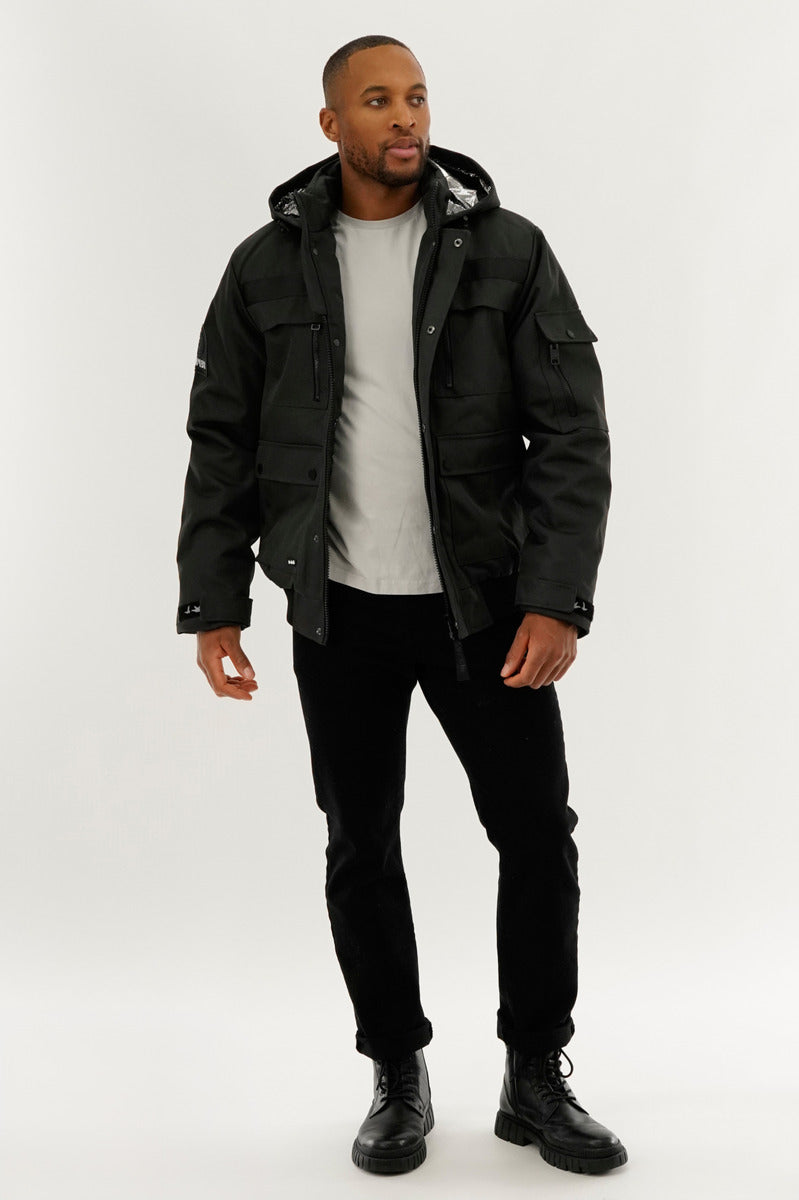 Thermal-Foil Lining Bomber Jacket - Black
