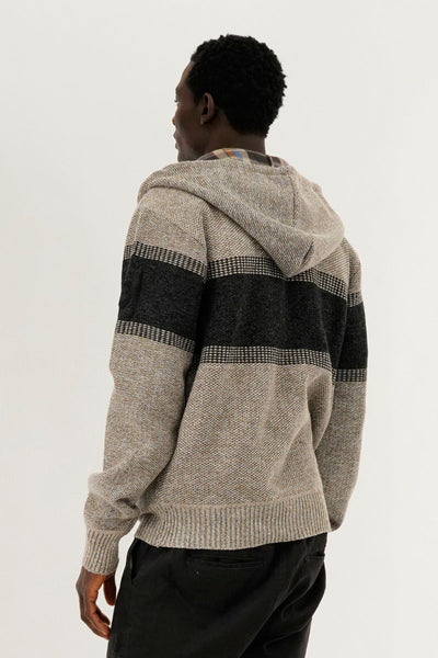 Canada Weather Gear Plaid Lined Striped Zip Up Hoodie - Beige - Mens Hoodies & Sweatshirts - Canada Weather Gear