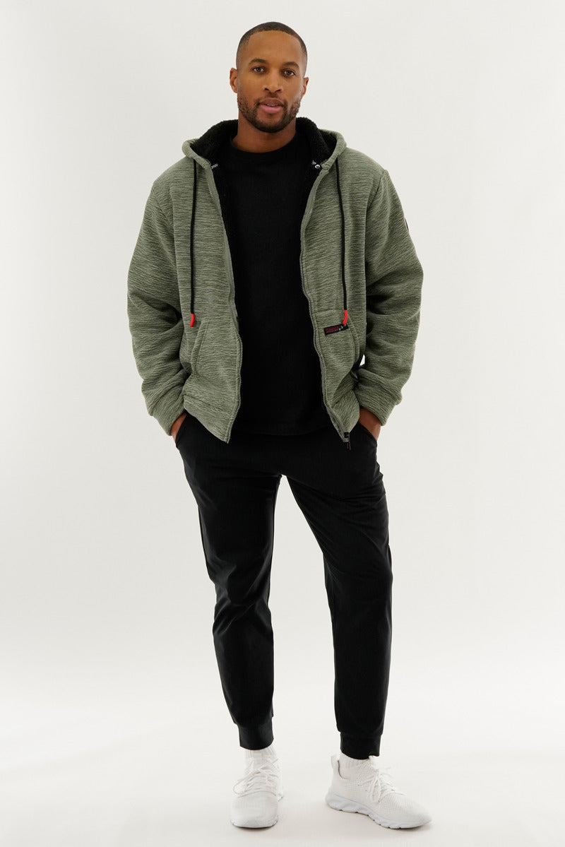 Canada Weather Gear Sherpa Lined Lightweight Jacket - Olive - Mens Lightweight Jackets - Canada Weather Gear