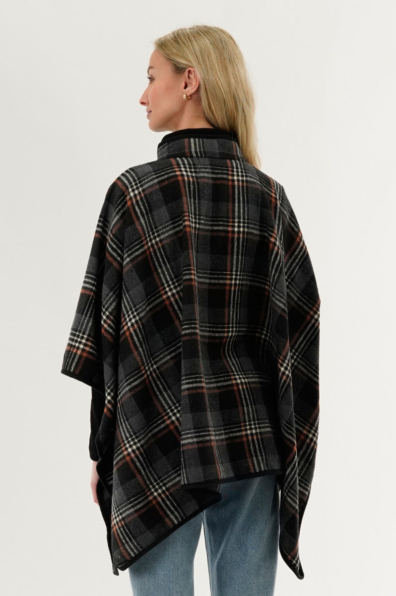 Canada Weather Gear Plaid Poncho - Black - Womens Ponchos - Canada Weather Gear