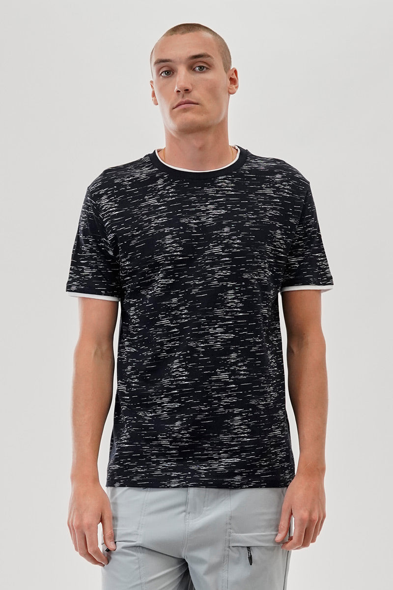 Canada Weather Gear Vintage Patterned Crewneck Tee - Navy - Mens Tees & Tank Tops - Canada Weather Gear