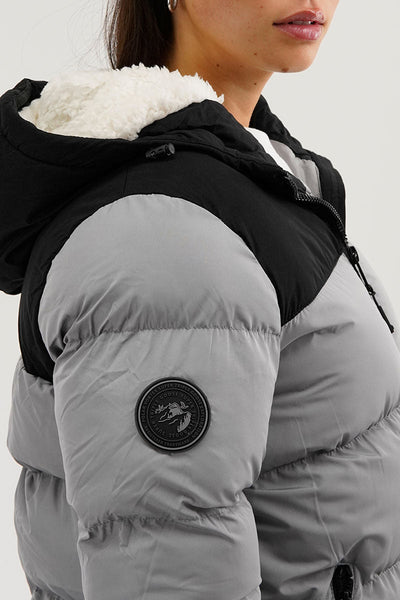 Super Triple Goose Colour Block Bomber Jacket - Grey - Womens Bomber Jackets - Canada Weather Gear