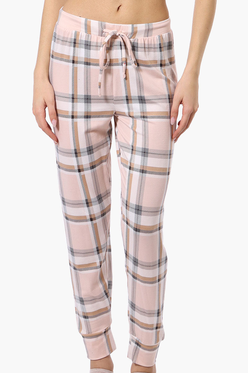 Canada Weather Gear Plaid Tie Waist Pajama Bottoms - Blush - Womens Pajamas - Canada Weather Gear