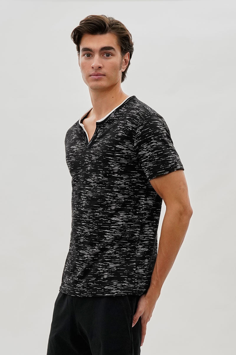 Canada Weather Gear Vintage Short Sleeve Henley Tee - Black - Mens Tees & Tank Tops - Canada Weather Gear