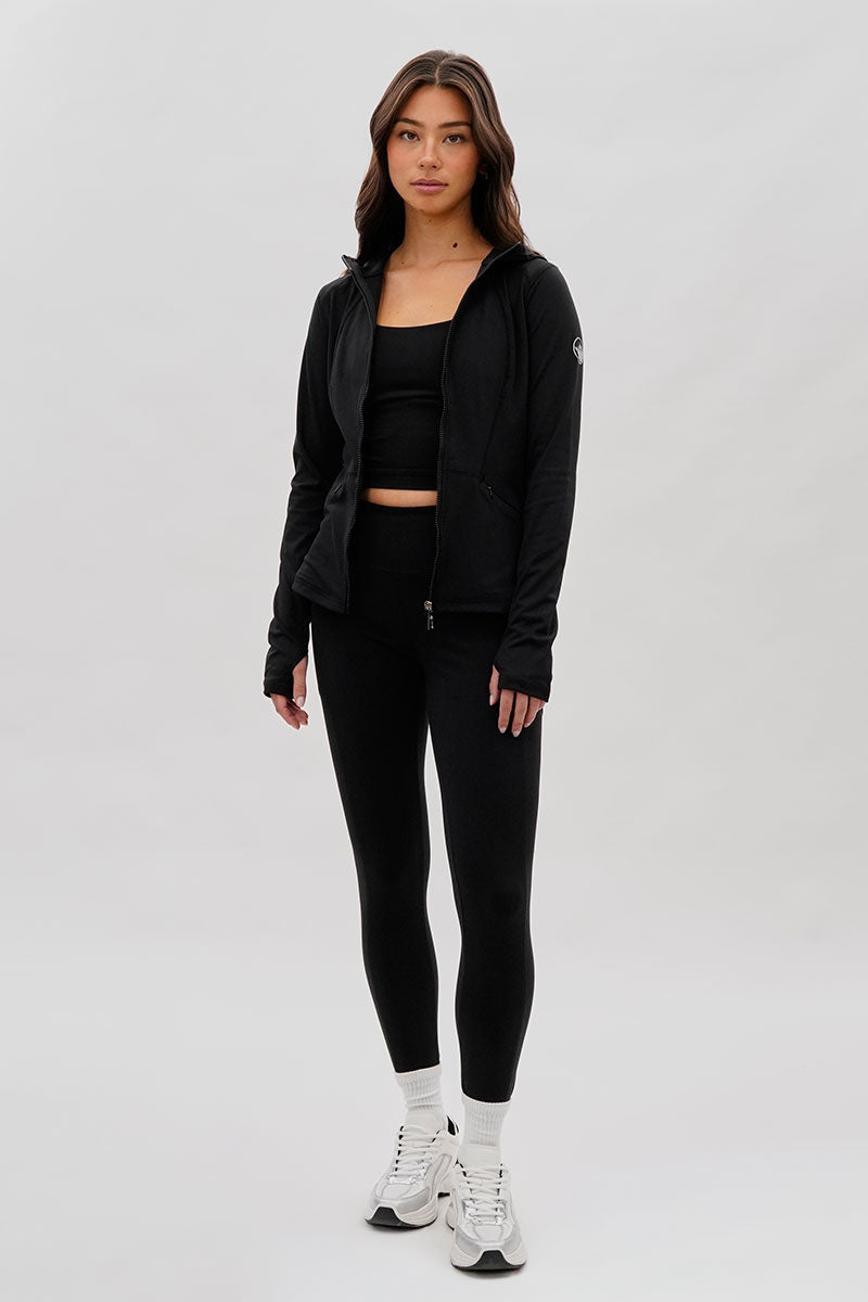 Canada Weather Gear Hooded Yoga Lightweight Jacket - Black - Womens Lightweight Jackets - Canada Weather Gear