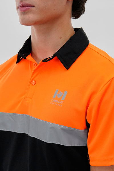 Canada Work Gear Hi-Vis Short Sleeve Polo Shirt - Orange - Mens Polo Shirts - Canada Weather Gear